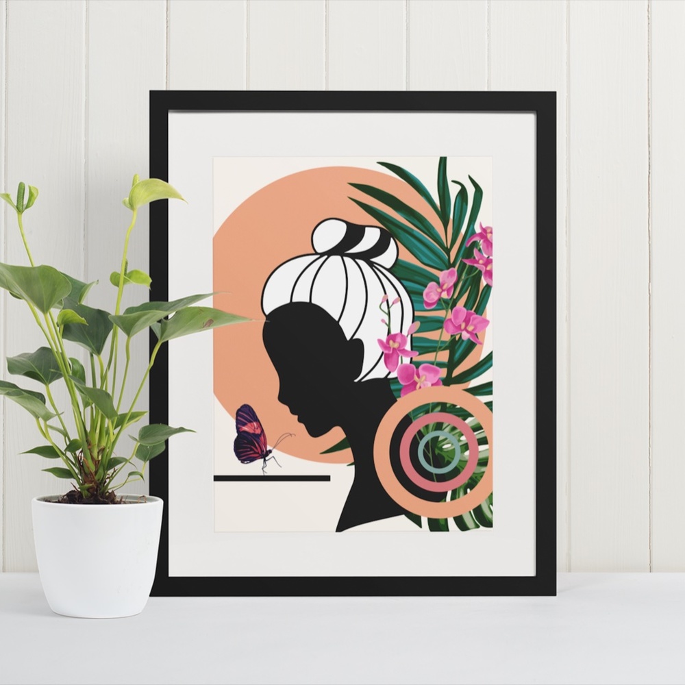 Modern Wall Art Print Butterfly Girl Unframed - Picture 5 of 15